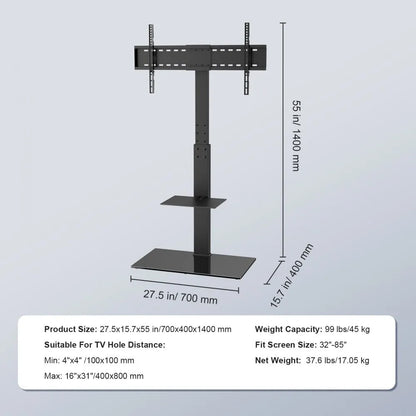 010657729868 - Adjustable Swivel TV Stand for 32-85 Inch Screens, 53-55" Height