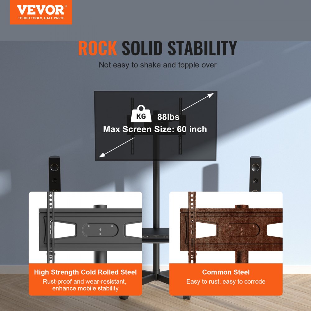 010281117867 - Adjustable Mobile TV Stand for 23-60 inch TVs with Wheels
