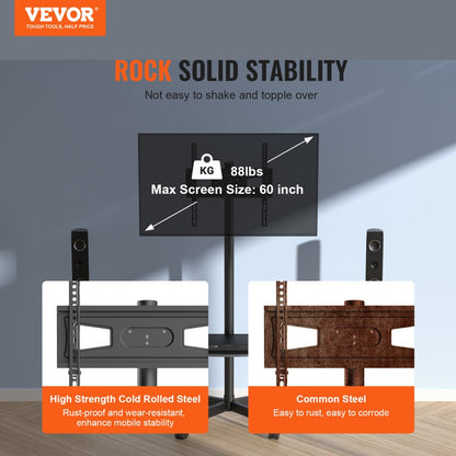 010281117867 - Adjustable Mobile TV Stand for 23-60 inch TVs with Wheels