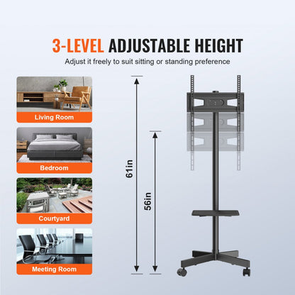 010281117867 - Adjustable Mobile TV Stand for 23-60 inch TVs with Wheels
