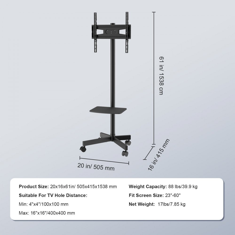 010281117867 - Adjustable Mobile TV Stand for 23-60 inch TVs with Wheels
