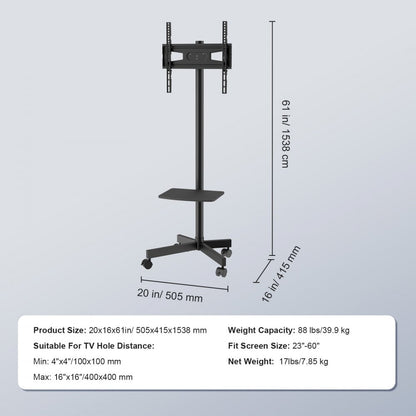 010281117867 - Adjustable Mobile TV Stand for 23-60 inch TVs with Wheels
