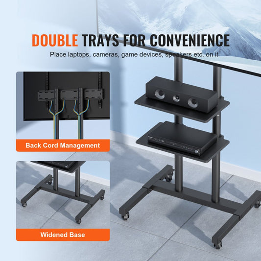 010274765088 - Adjustable Mobile TV Stand for 32-70 Inch Screens, 60-67 Inch Height