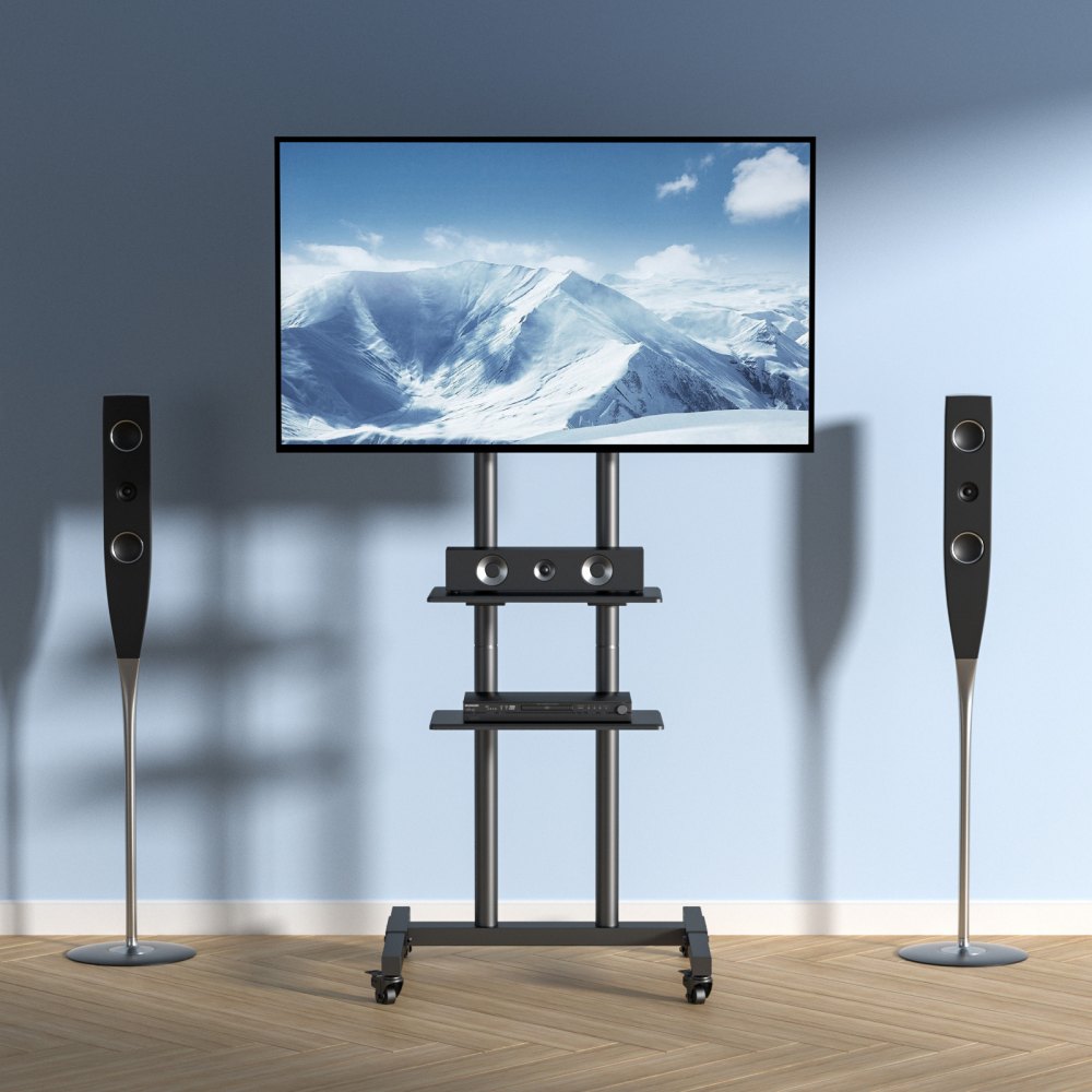010274765088 - Adjustable Mobile TV Stand for 32-70 Inch Screens, 60-67 Inch Height
