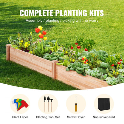 010617935057 - Premium Fir Wooden Raised Garden Bed 94.5x23.6" with Tools