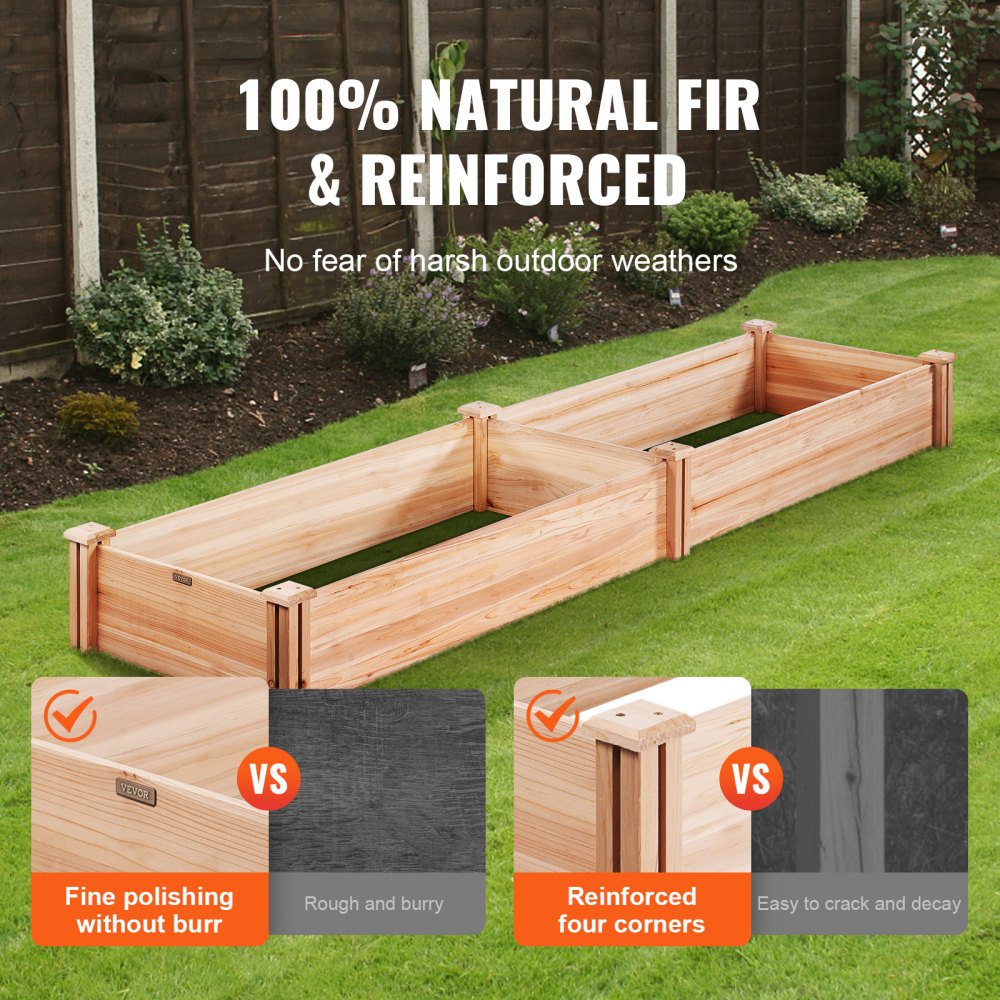 010617935057 - Premium Fir Wooden Raised Garden Bed 94.5x23.6" with Tools