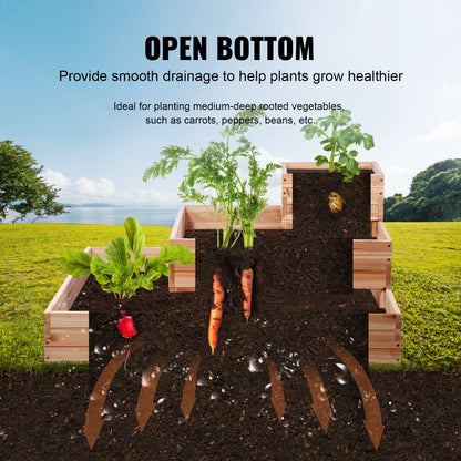 010617935057 - Premium Fir Wooden Raised Garden Bed 94.5x23.6" with Tools