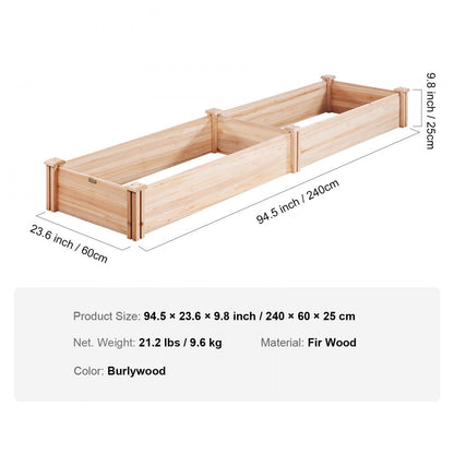 010617935057 - Premium Fir Wooden Raised Garden Bed 94.5x23.6" with Tools
