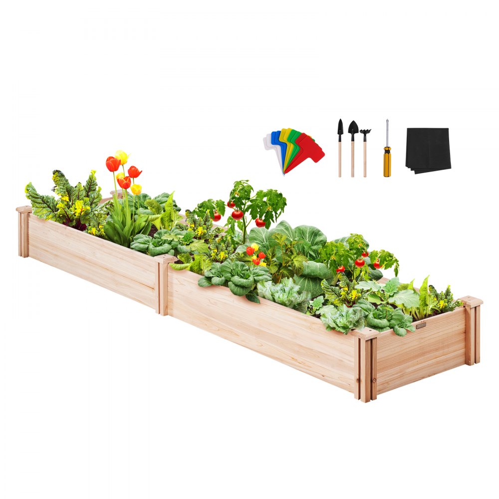 010617935057 - Premium Fir Wooden Raised Garden Bed 94.5x23.6" with Tools