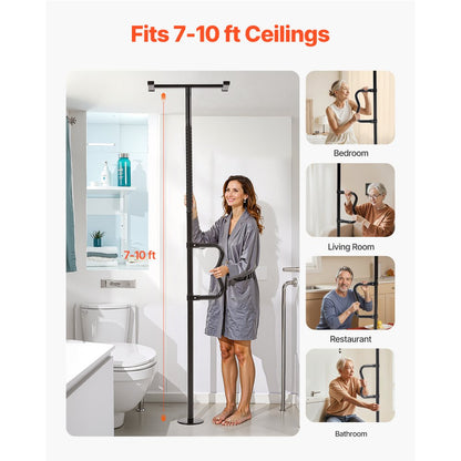 HFK-2414-B - Adjustable Floor-to-Ceiling Grab Bar, 300lbs Support, 7-10ft Height