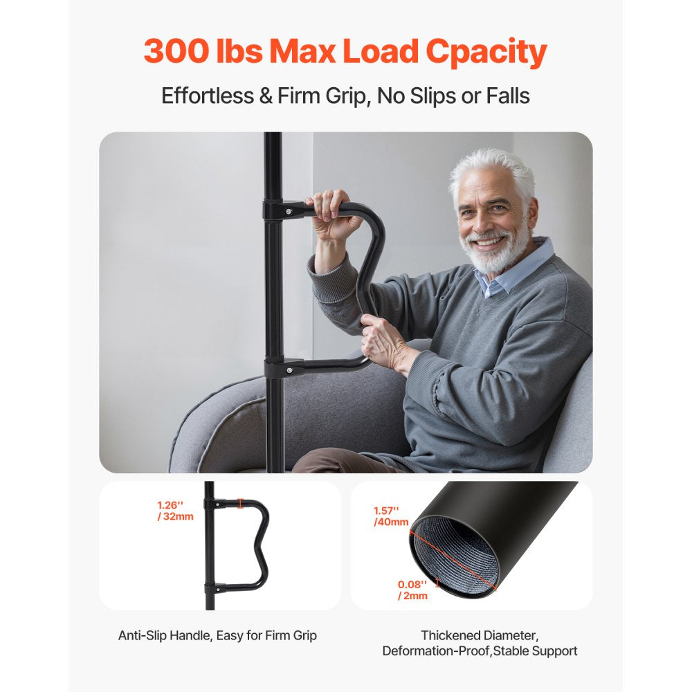HFK-2414-B - Adjustable Floor-to-Ceiling Grab Bar, 300lbs Support, 7-10ft Height