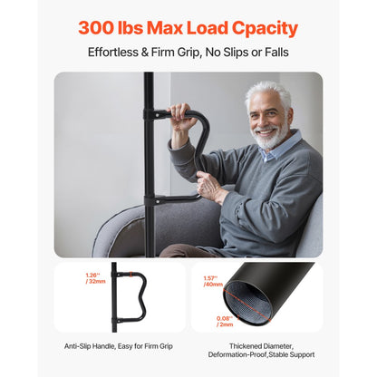 HFK-2414-B - Adjustable Floor-to-Ceiling Grab Bar, 300lbs Support, 7-10ft Height