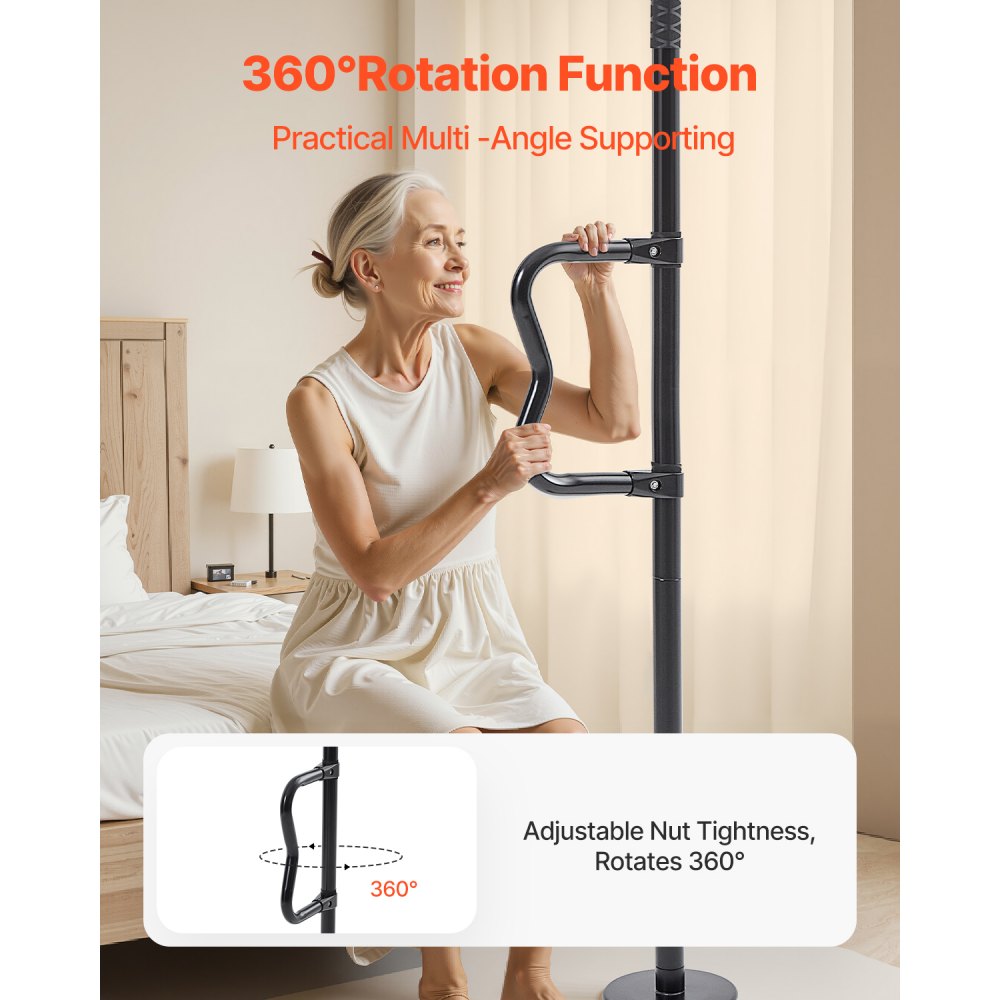 HFK-2414-B - Adjustable Floor-to-Ceiling Grab Bar, 300lbs Support, 7-10ft Height