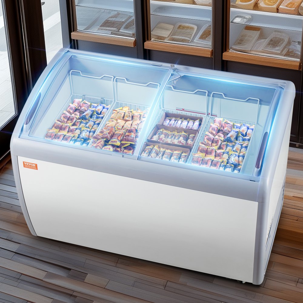 RI-360A - 362L Ice Cream Display Case with LED Lighting & Security Doors