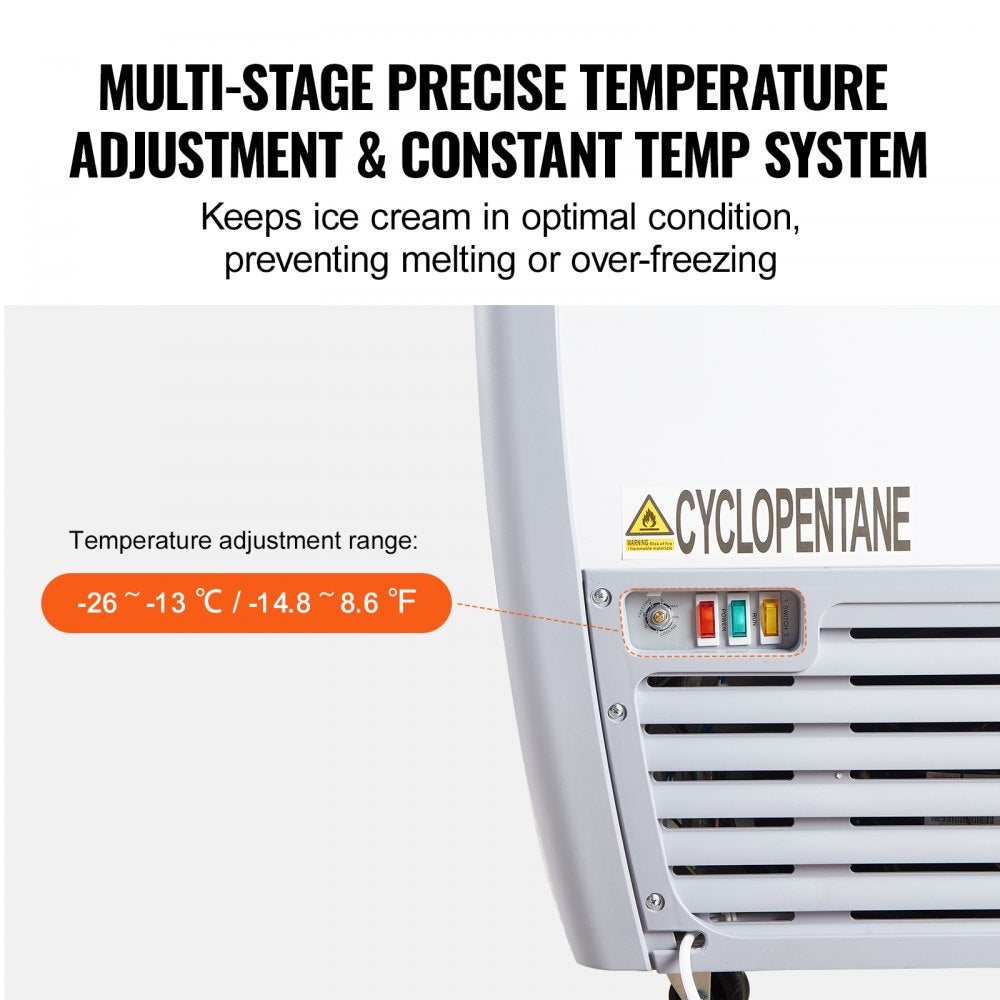 RI-360DC - 370L Ice Cream Display Freezer with LED & Glass Door