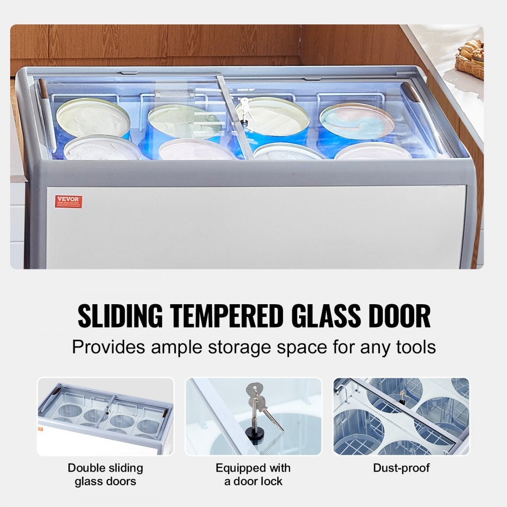 RI-360DC - 370L Ice Cream Display Freezer with LED & Glass Door