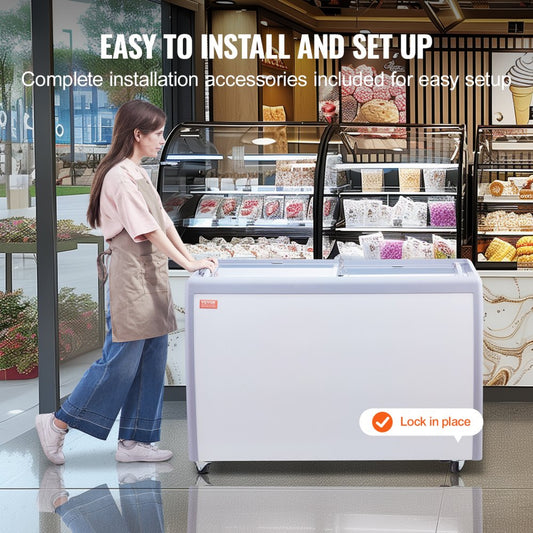 RI-360DC - 370L Ice Cream Display Freezer with LED & Glass Door