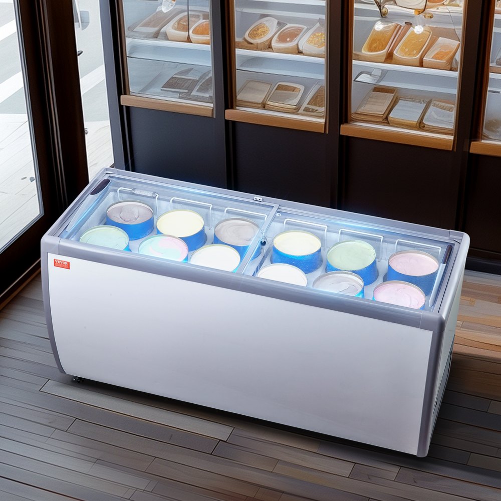 RI-560DC - 20 cu. ft. Commercial Ice Cream Display Case with Sliding Glass Doors