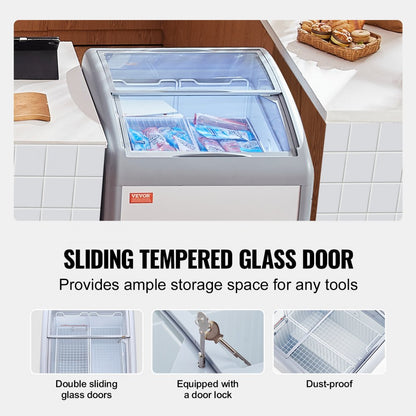 RI-160A - 154L Ice Cream Display Case with Wire Baskets and LED Lighting