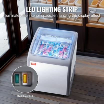 RI-160A - 154L Ice Cream Display Case with Wire Baskets and LED Lighting