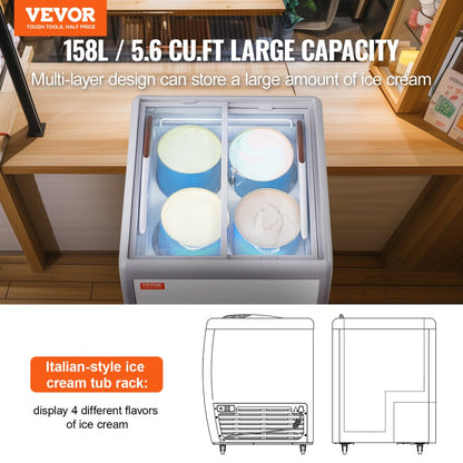 RI-160DC - 158L VEVOR Ice Cream Display Case for Restaurants and Stores