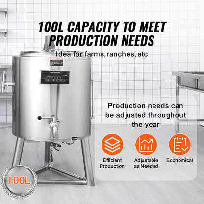 ZD-100L - 100L Stainless Steel Milk Pasteurizer for Enhanced Flavor & Efficiency
