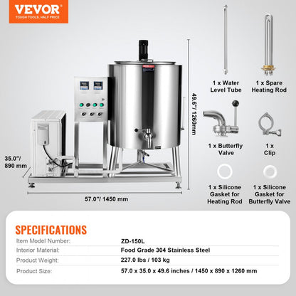 ZD-150L - 150L Stainless Steel Milk Pasteurizer for Versatile Beverage Processing