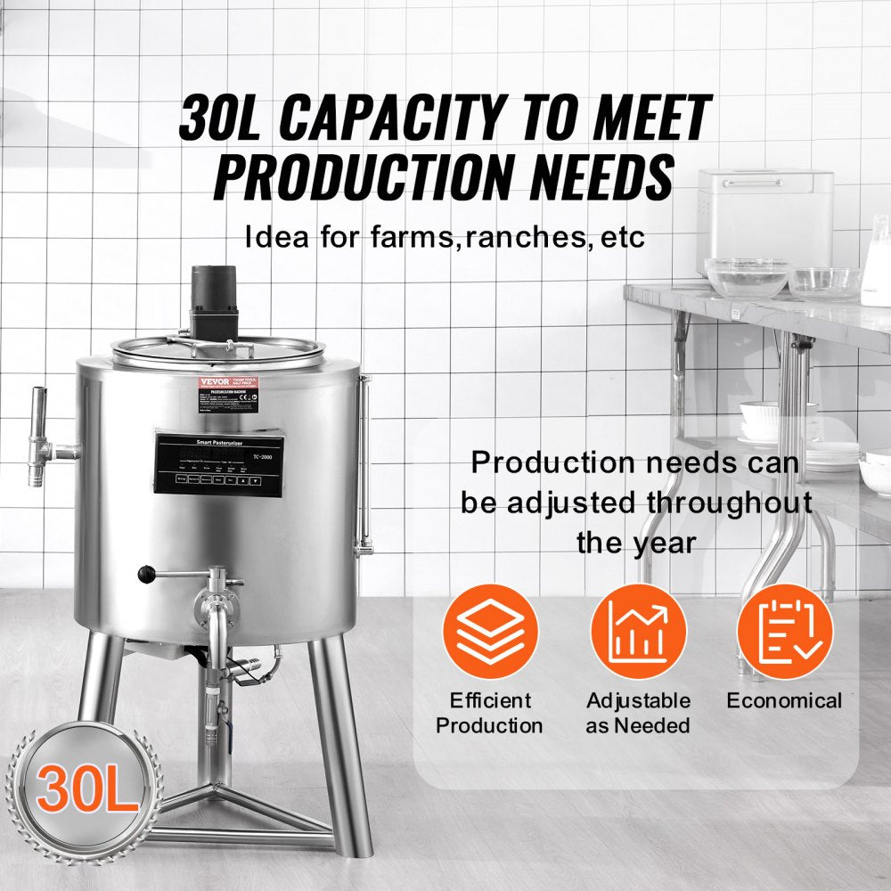 ZD-30L - 30L Stainless Steel Milk Pasteurizer for Juices & Alternatives