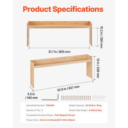 P00480 - Durable Over-Stove Spice Shelf for All Cooktops