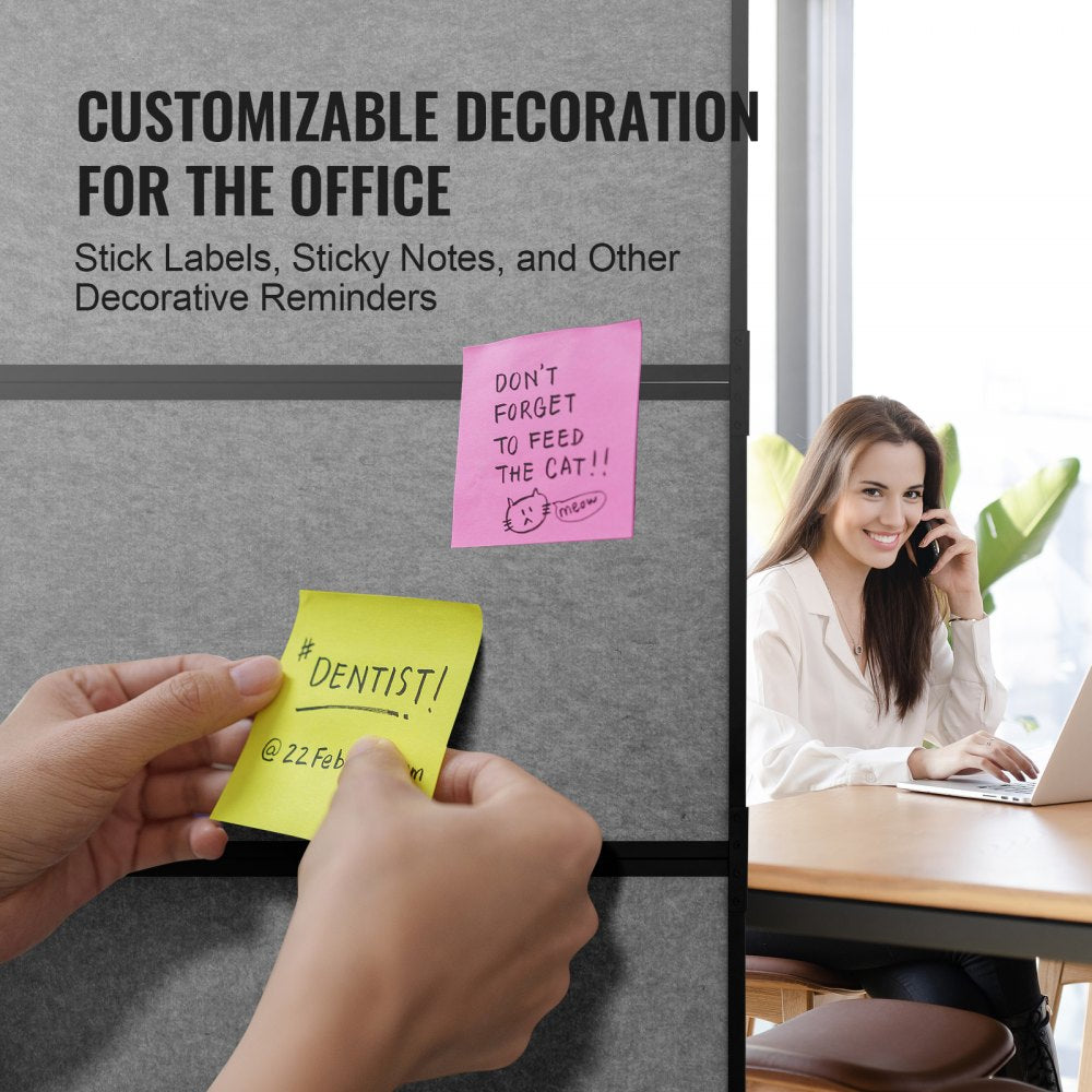 TLD-19 - 67.3" Gray Soundproof Office Divider, 2 Panels for Privacy