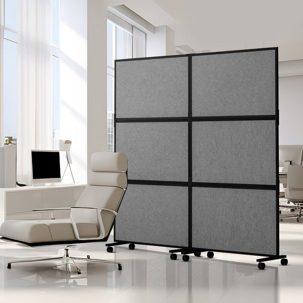 TLD-19 - 67.3" Gray Soundproof Office Divider, 2 Panels for Privacy