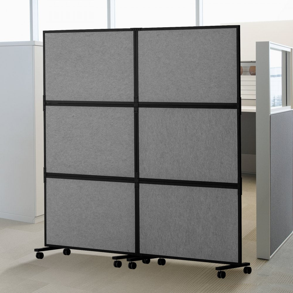 TLD-19 - 67.3" Gray Soundproof Office Divider, 2 Panels for Privacy