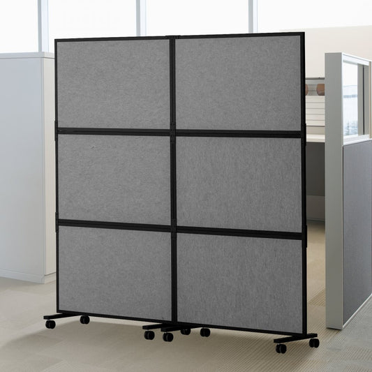 TLD-19 - 67.3" Gray Soundproof Office Divider, 2 Panels for Privacy