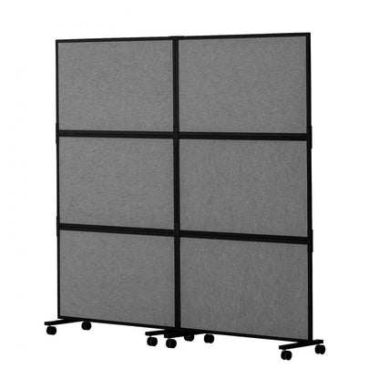 TLD-19 - 67.3" Gray Soundproof Office Divider, 2 Panels for Privacy