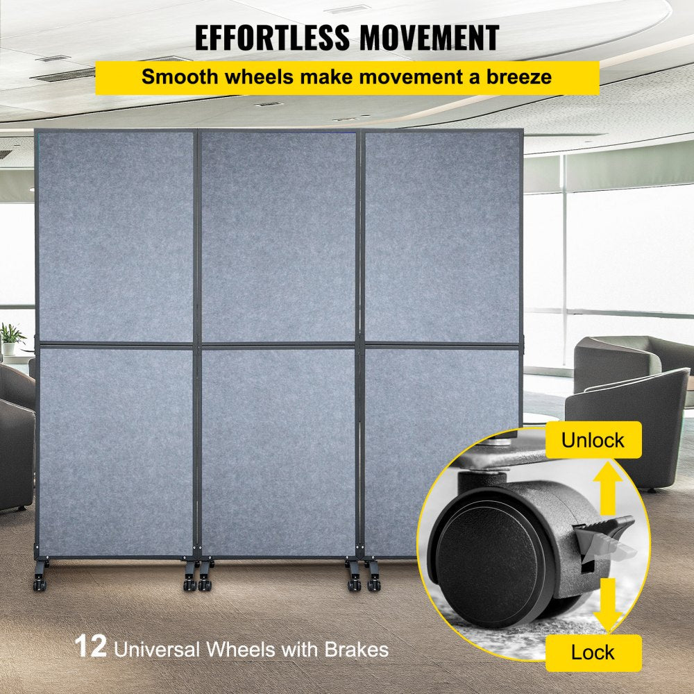 72*66 - 72" Acoustic Room Divider with Steel Frame, Noise-Absorbing Design