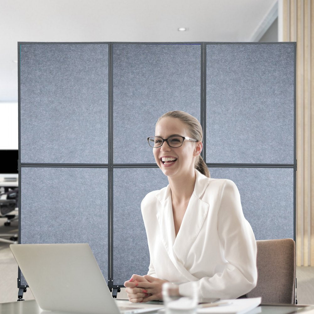 72*66 - 72" Acoustic Room Divider with Steel Frame, Noise-Absorbing Design