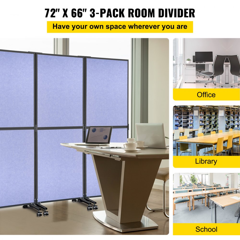 72*66 - VEVOR 72" Acoustic Room Divider with Steel Frame and Noise Absorption
