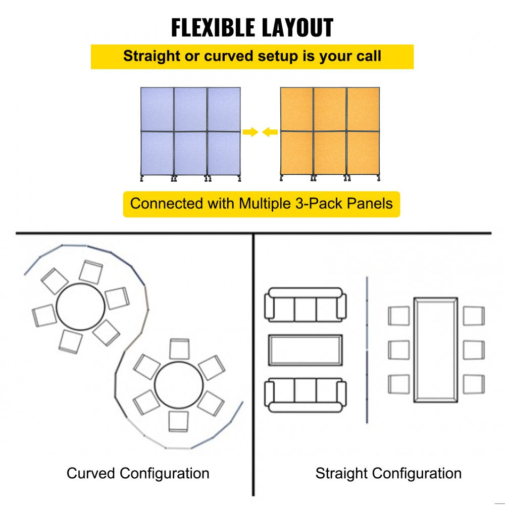 72*66 - VEVOR 72" Acoustic Room Divider with Steel Frame and Noise Absorption