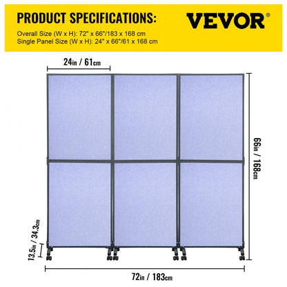 72*66 - VEVOR 72" Acoustic Room Divider with Steel Frame and Noise Absorption