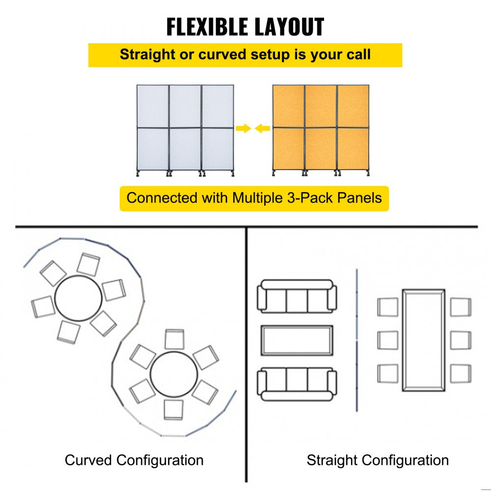 72*66 - VEVOR 72" Acoustic Room Divider with Steel Frame and Noise Absorption