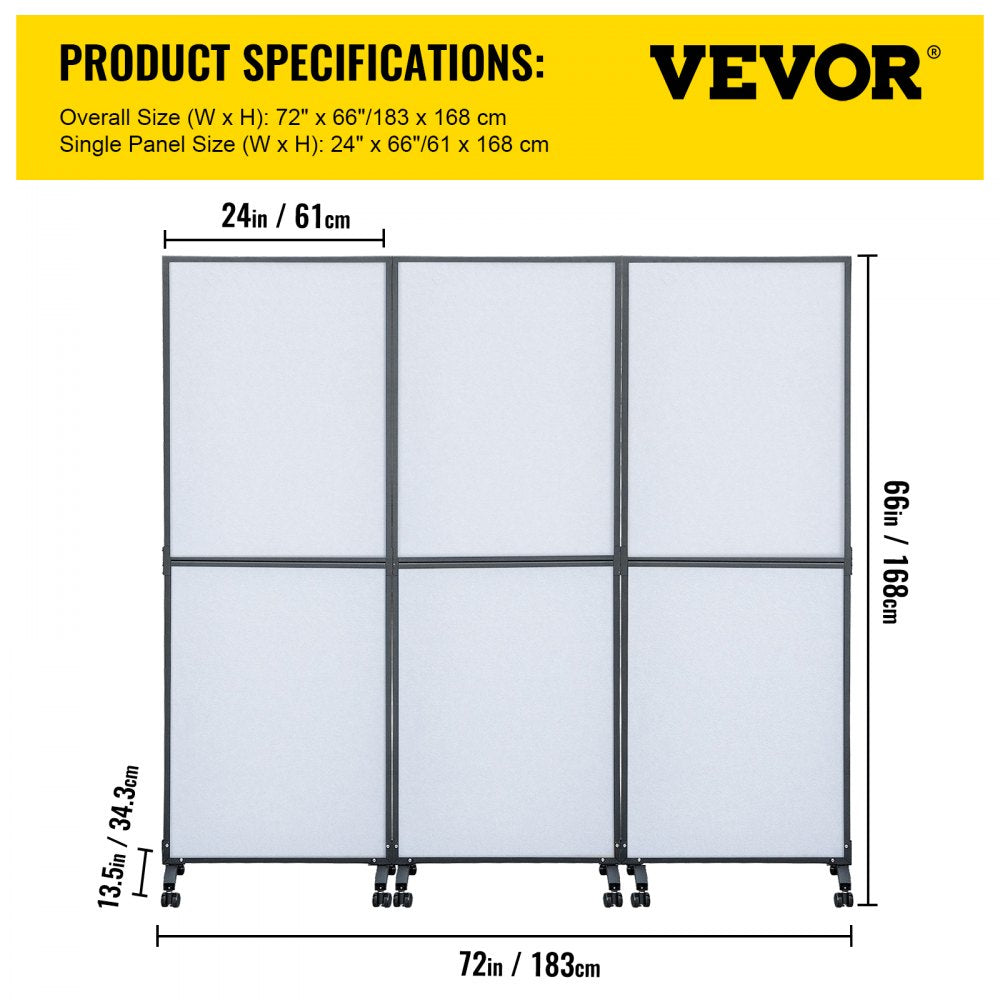 72*66 - VEVOR 72" Acoustic Room Divider with Steel Frame and Noise Absorption