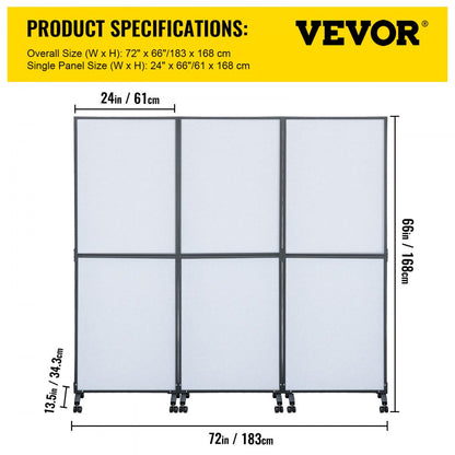 72*66 - VEVOR 72" Acoustic Room Divider with Steel Frame and Noise Absorption
