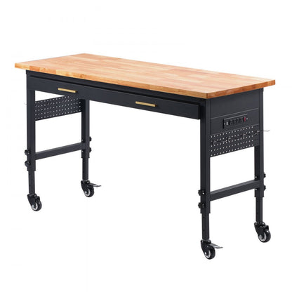 WTD60 - 60" Adjustable Workbench on Wheels with Drawers & Power Outlet