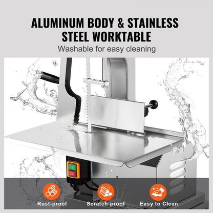 BS-280 - 850W Stainless Steel Meat Bandsaw with 7.09" Cutting Thickness