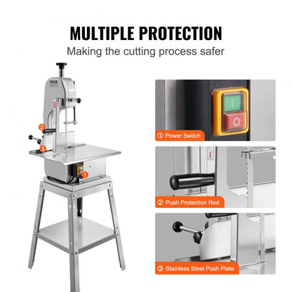 BS-280 - 850W Stainless Steel Meat Bandsaw with 7.09" Cutting Thickness