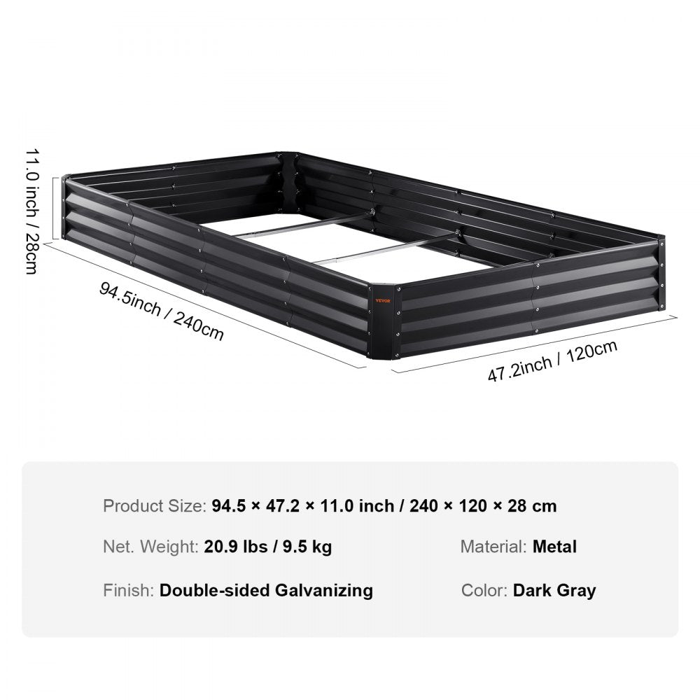 010873173639 - 94.5x47.2" Galvanized Raised Garden Bed for Versatile Planting