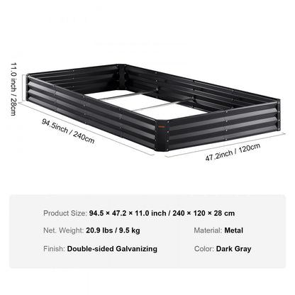 010873173639 - 94.5x47.2" Galvanized Raised Garden Bed for Versatile Planting