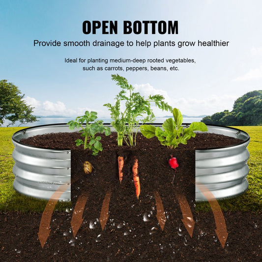 010806737477 - 48.2" Galvanized Raised Garden Bed for Flowers & Vegetables