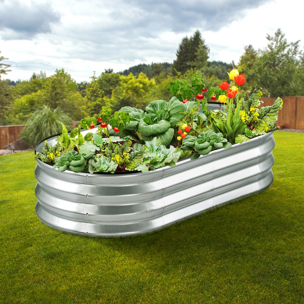 010806737477 - 48.2" Galvanized Raised Garden Bed for Flowers & Vegetables