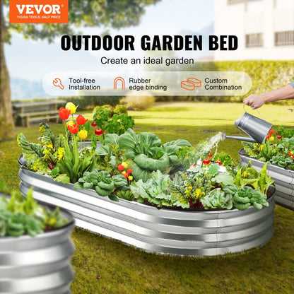 010958184238 - Spacious 71.9" Metal Raised Garden Bed for Flowers & Vegetables